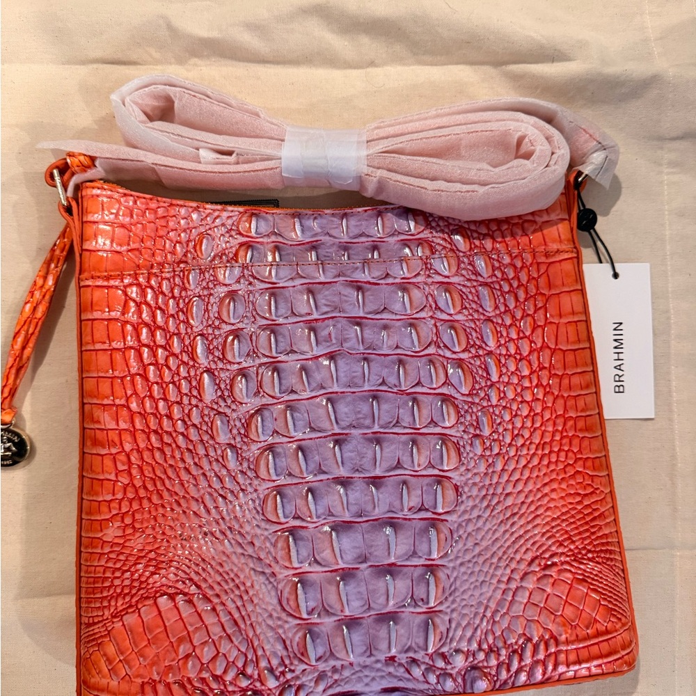 Brahmin Vibrant Red and Purple Crossbody Bag - Picture 2 of 3